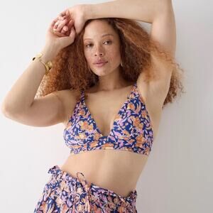 New NWT J. Crew Floral Plunge Bikini Swim Bathing Suit Top Women's Size 3X